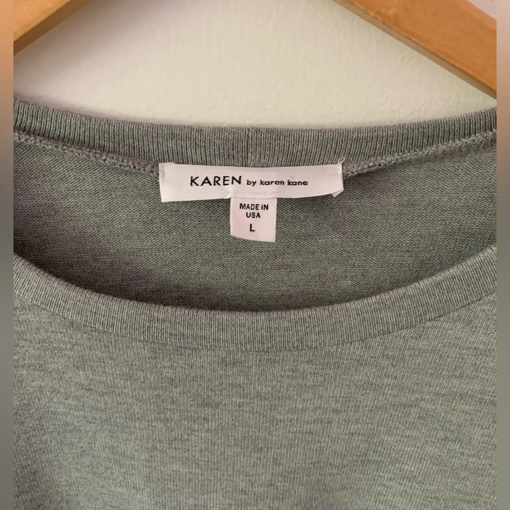Karen by Karen Kane Gray Black Asymmetrical Minimalist Light Sweater Top